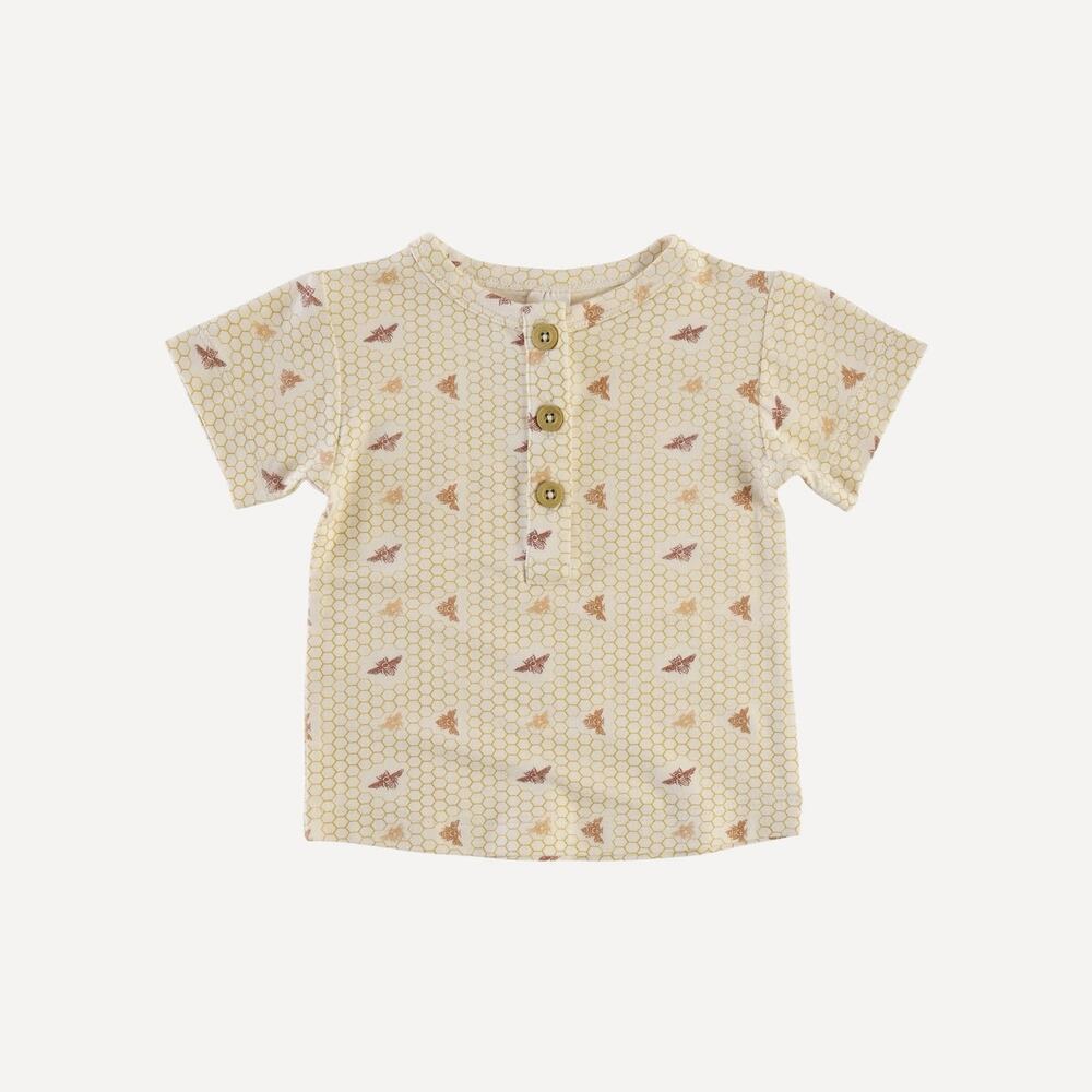 Kate Quinn The Woods Short Sleeve Basic Henley Tee Honeycomb Size 6Y New